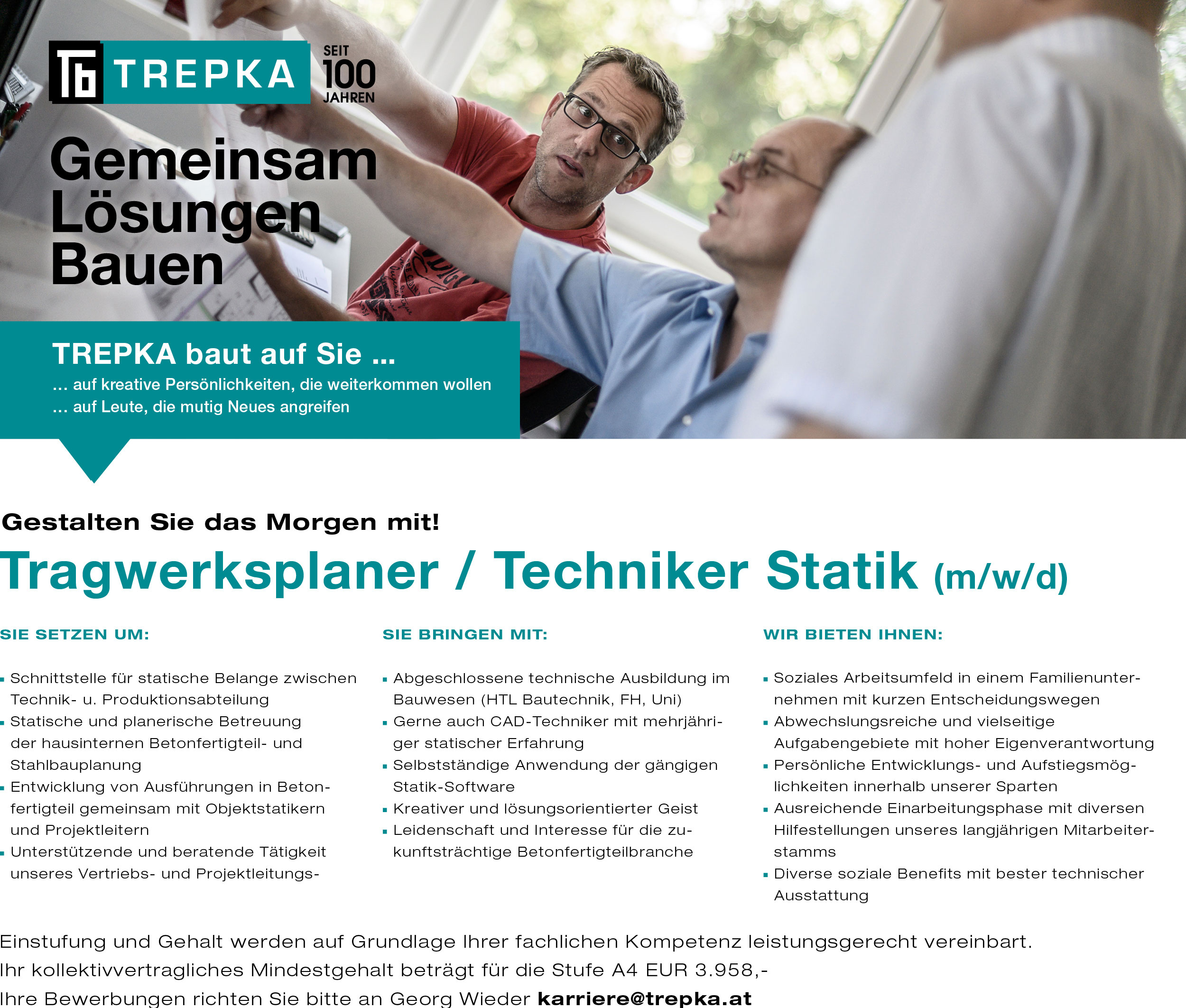 Trepka in Ober-Grafendorf sucht einen Tragwerksplaner bzw. einen Techniker für Statik (m/w/d)